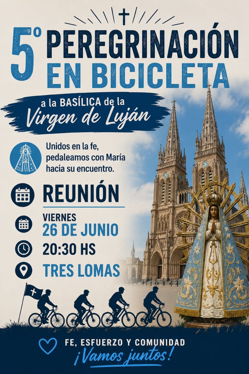 Tres Lomas se prepara para la 5&deg; Peregrinaci&oacute;n en bicicleta a la Virgen de Luj&aacute;n