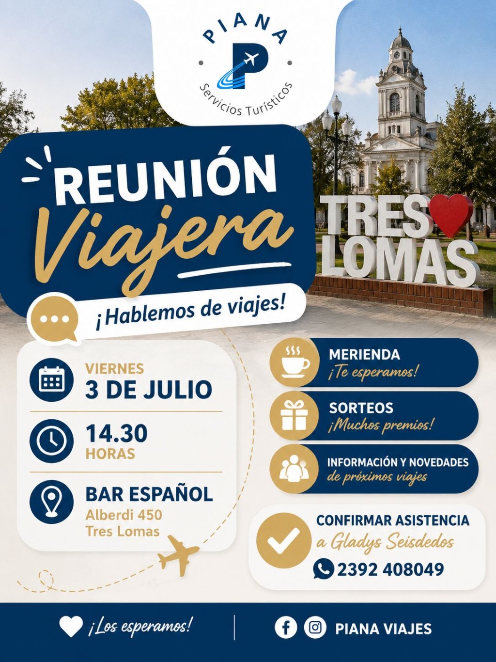 Piana Servicio Tur&iacute;stico realizar&aacute; una reuni&oacute;n informativa en Tres Lomas