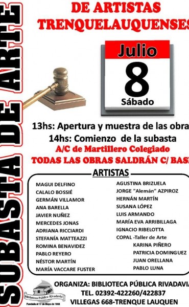 JORGE CABALLERO REMATARA OBRAS DE ARTE A BENEFICIO DE UNA ENTIDAD TRENQUELAUQUENSE