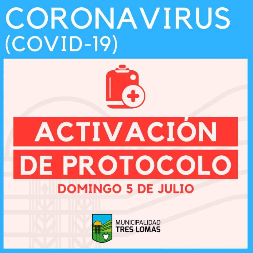 SE ACTIVO EL PROTOCOLO DE COVID 19 EN TRES LOMAS. ES UNA MUJER DE 61 AÑOS.