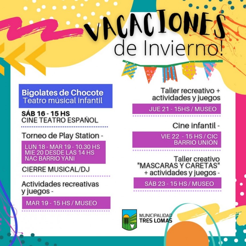 VACACIONES DE INVIERNO EN TRES LOMAS: VARIADA AGENDA DE ACTIVIDADES
