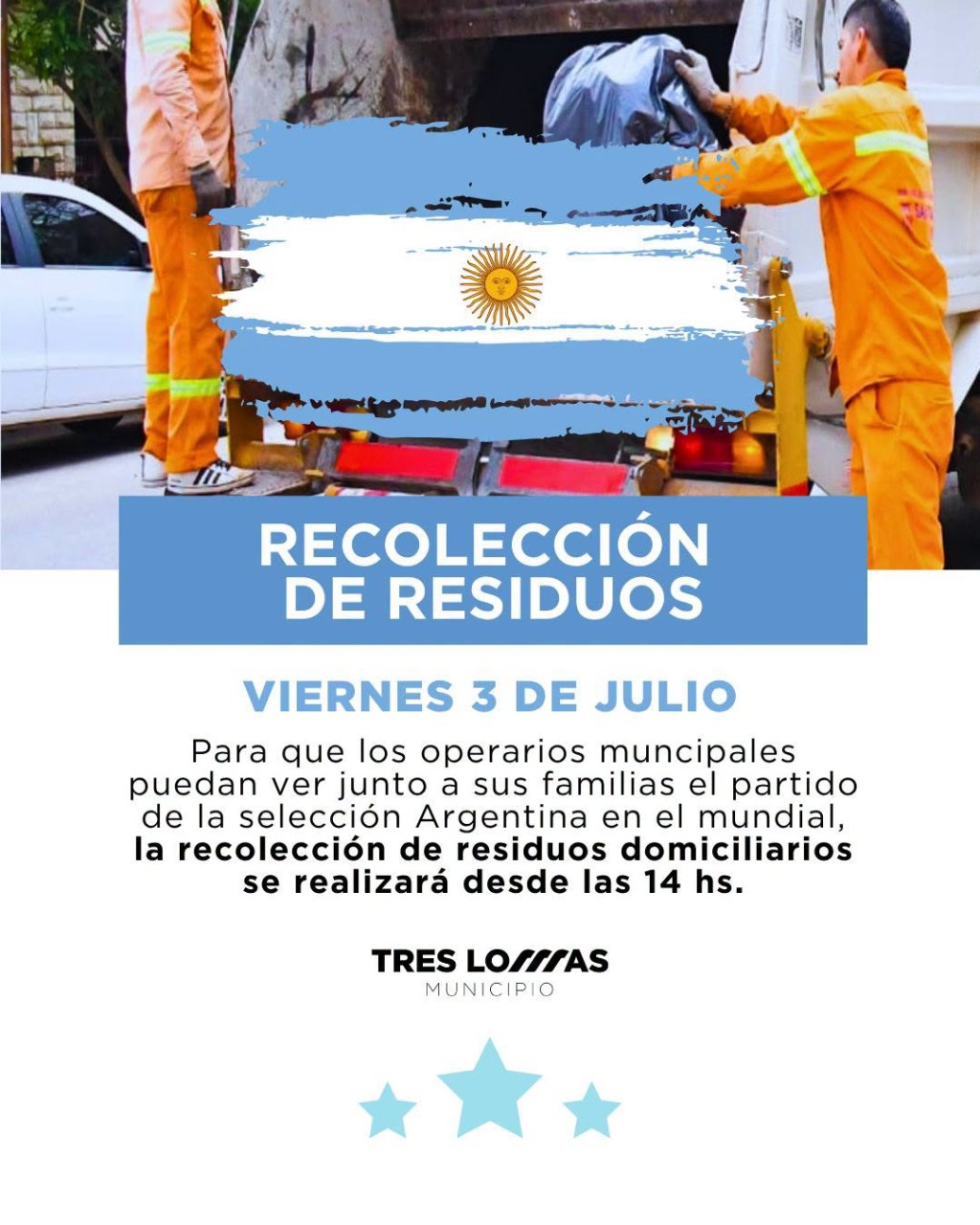 Horario especial para la recolecci&oacute;n de residuos domiciliarios