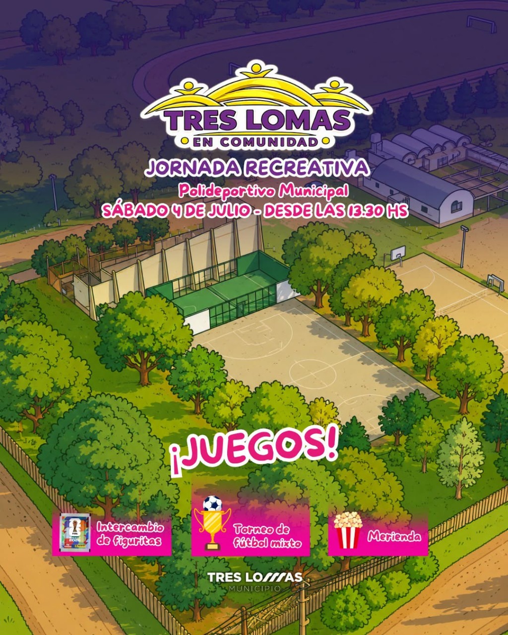 La jornada "Tres Lomas en comunidad" se realizar&aacute; en el Polideportivo Municipal