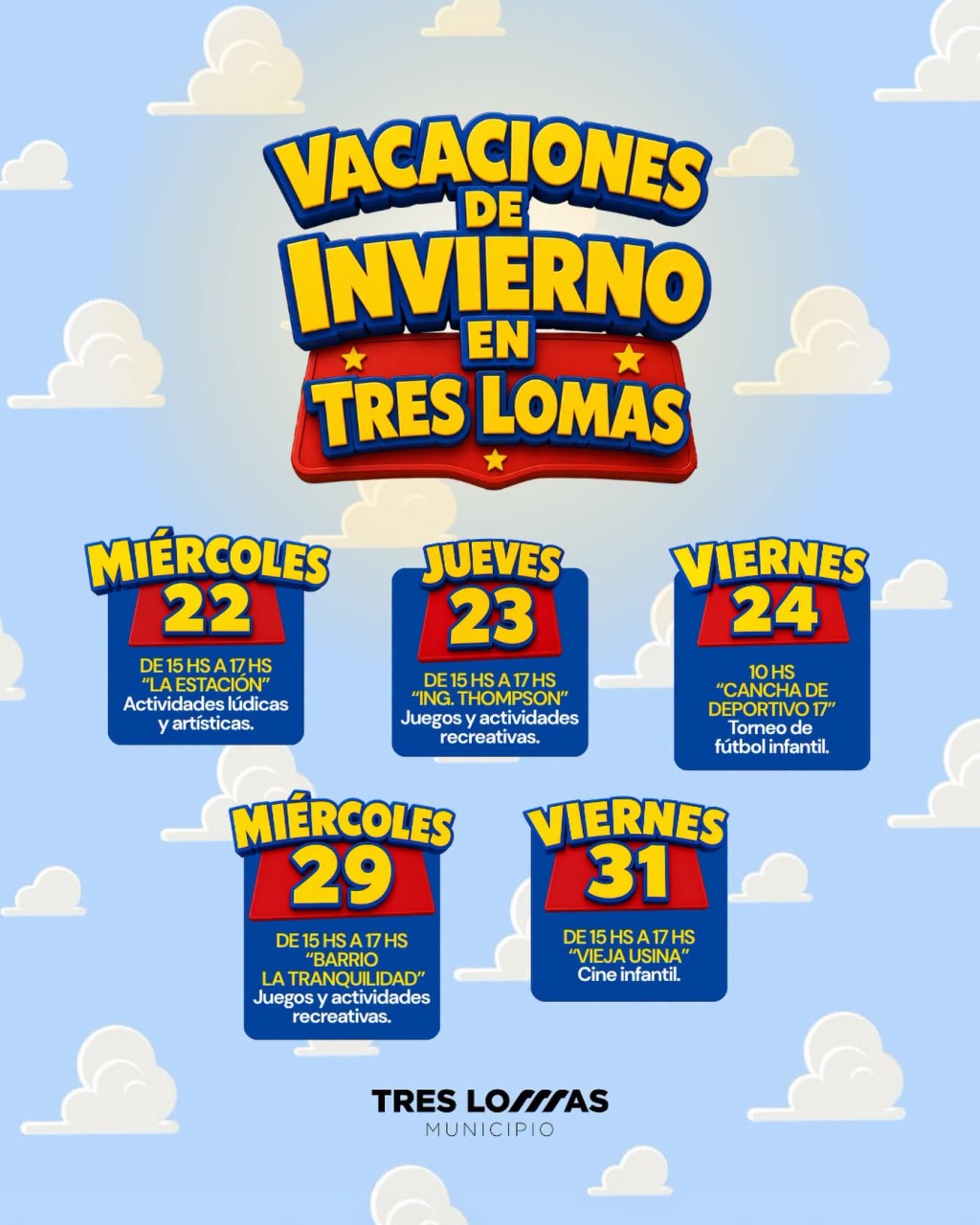Cronograma de actividades para las vacaciones de invierno