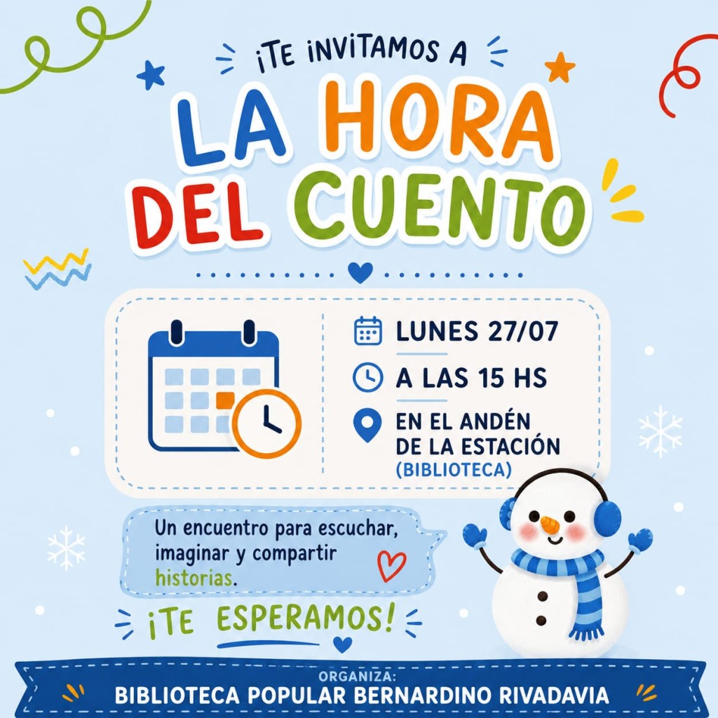 La Biblioteca Popular Bernardino Rivadavia invita a &ldquo;La Hora del Cuento&rdquo;