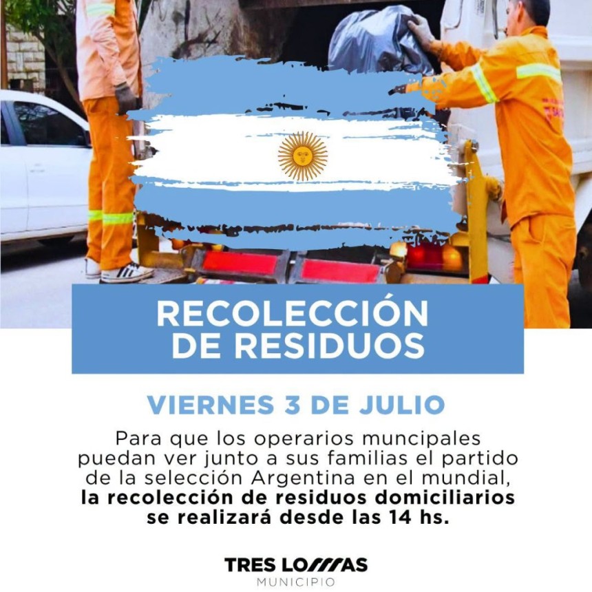Horario especial para la recolecci&oacute;n de residuos domiciliarios