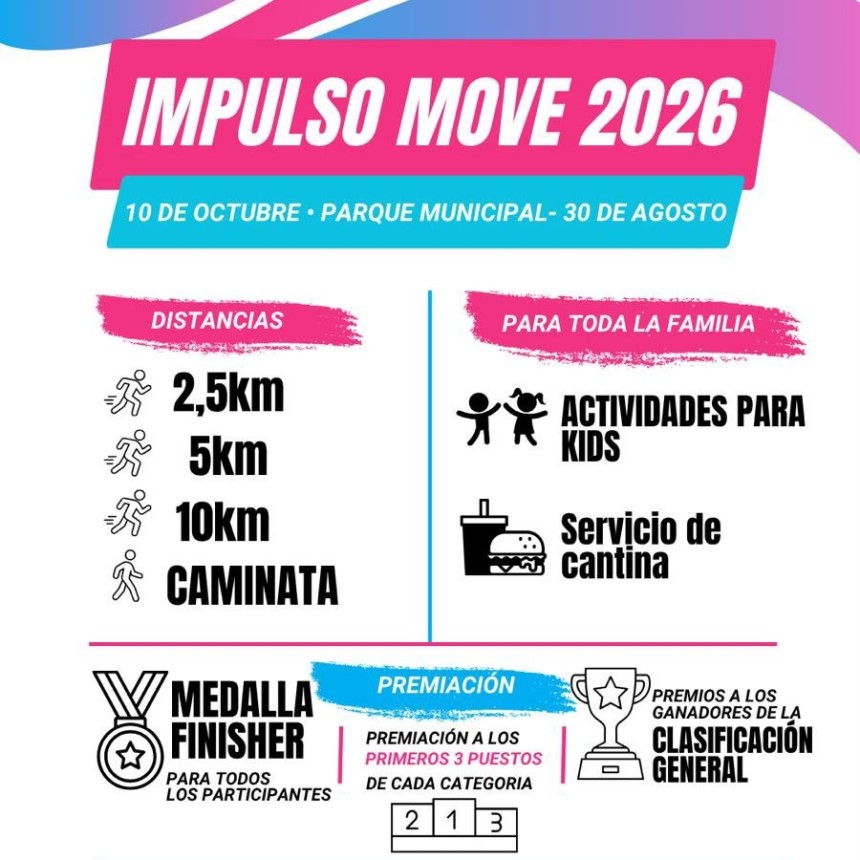 Impulso Move 2026: anuncian una jornada deportiva y solidaria en 30 de Agosto