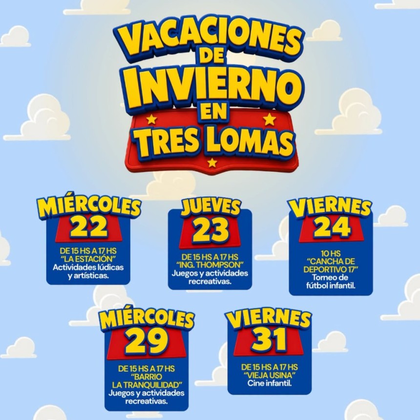Cronograma de actividades para las vacaciones de invierno