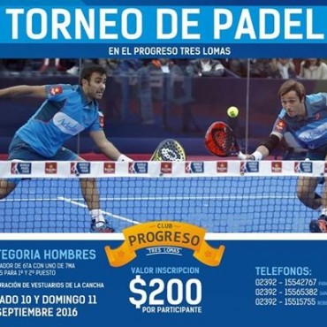 REALIZARAN EL SEGUNDO TORNEO DE PADEL EN EL CLUB PROGRESO