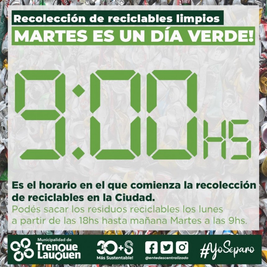PARA VECINOS SUSTENTABLES... HAY HORARIOS SUSTENTABLES!