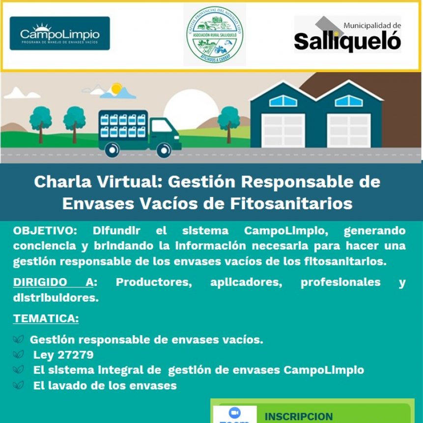 GESTIÓN RESPONSABLE DE ENVASES VACÍOS DE FITOSANITARIOS: CHARLA VIRTUAL