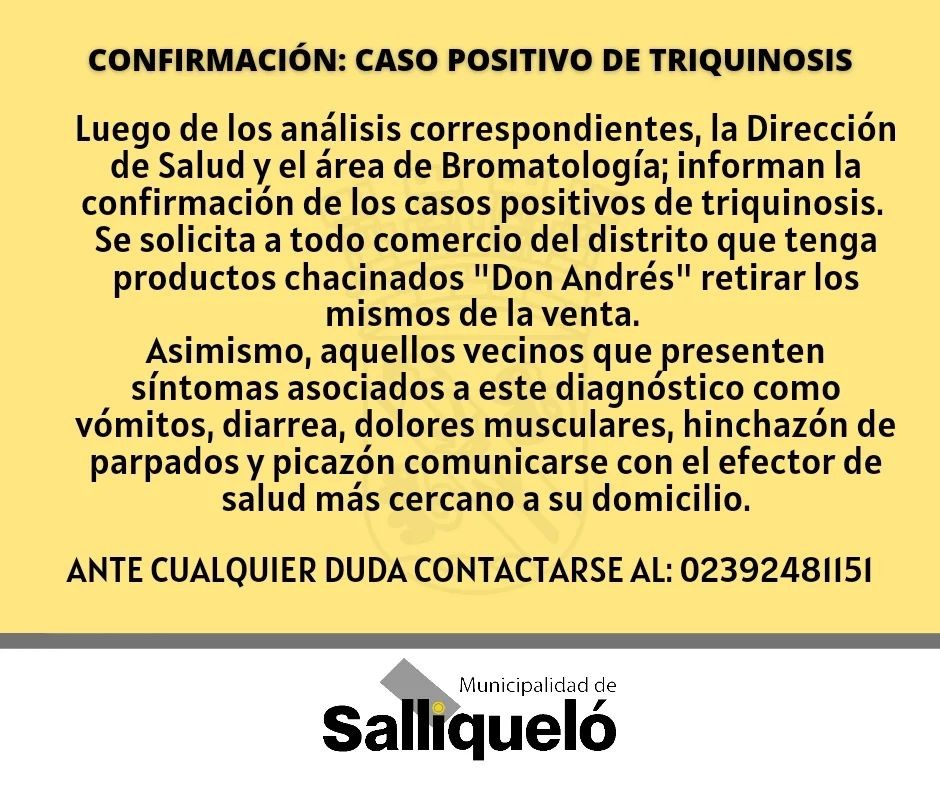 INFORMACIÓN IMPORTANTE: SE CONFIRMARON CASOS DE TRIQUINOSIS