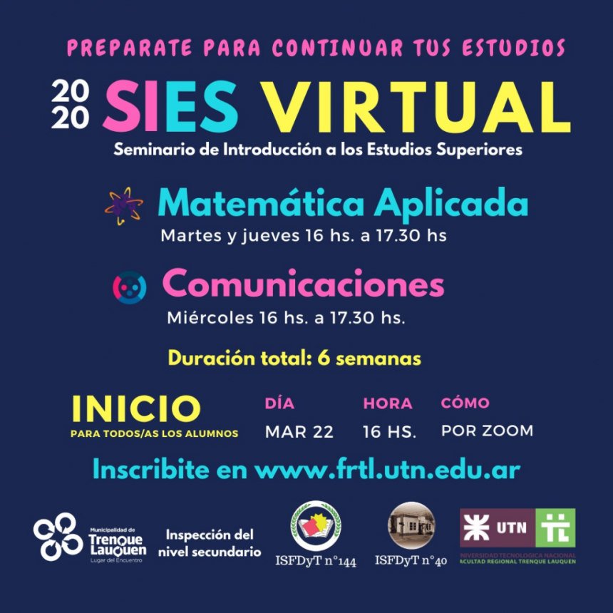 UTN - SIES 2020: ESTÁ ABIERTA LA INSCRIPCIÓN PARA ESTUDIANTES DEL ÚLTIMO AÑO DEL SECUNDARIO