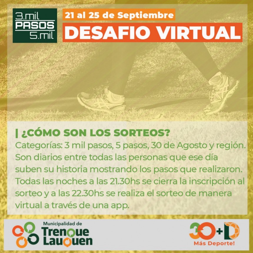 YA COMENZÓ EL DESAFÍO VIRTUAL DE LOS 3 MIL O 5 MIL PASOS
