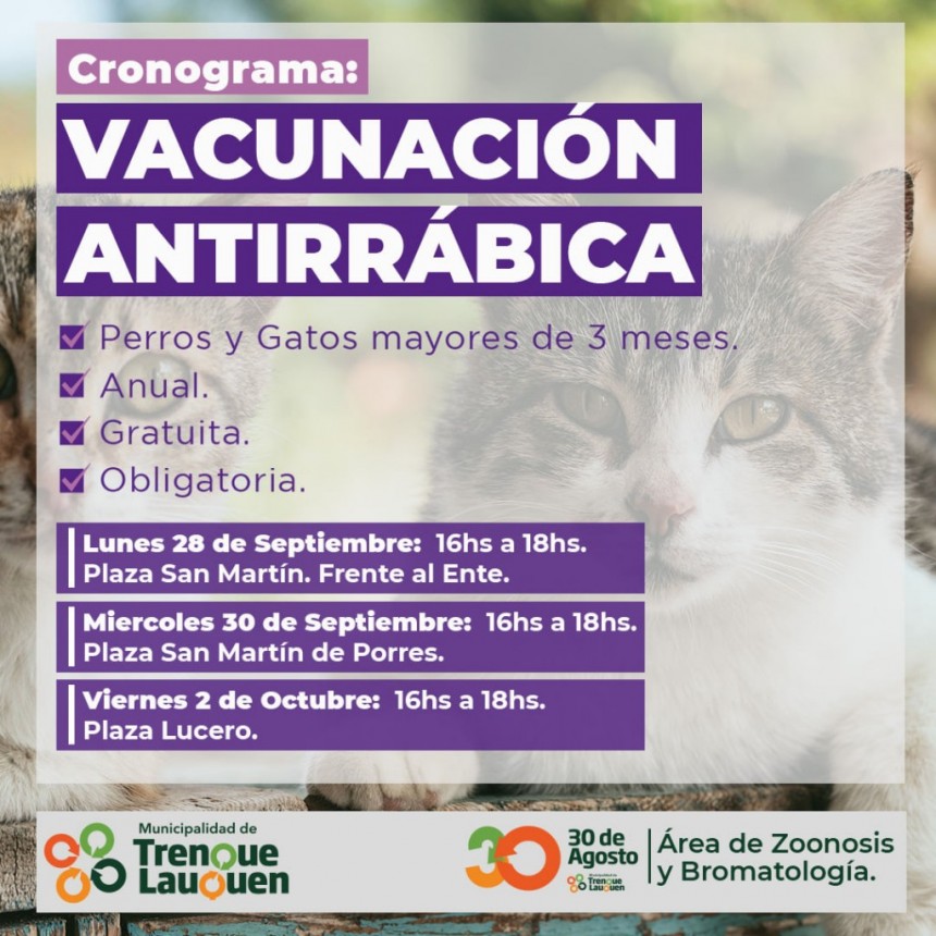 COMIENZA LA SEMANA DE VACUNACIÓN ANTIRRÁBICA EN TREINTA DE AGOSTO