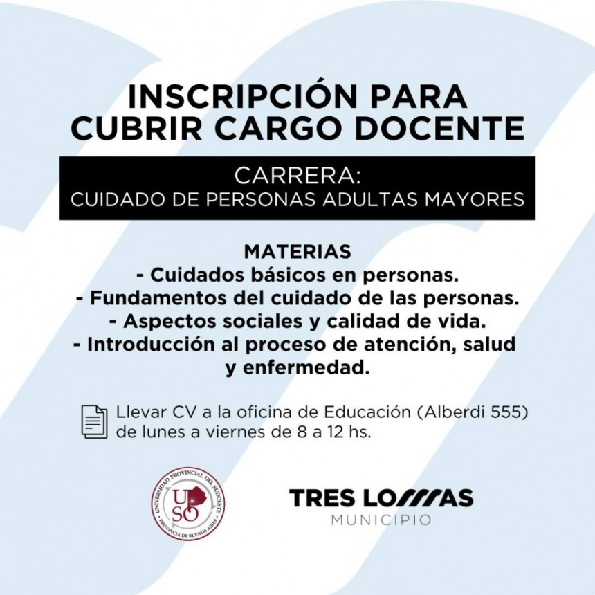 INSCRIPCIÓN PARA CUBRIR CARGOS DOCENTES