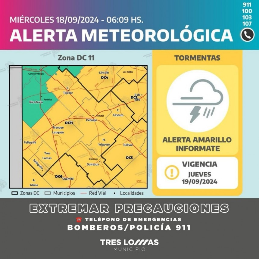 ALERTA METEOROLÓGICA: SE ESPERAN FUERTES TORMENTAS PARA ESTE JUEVES