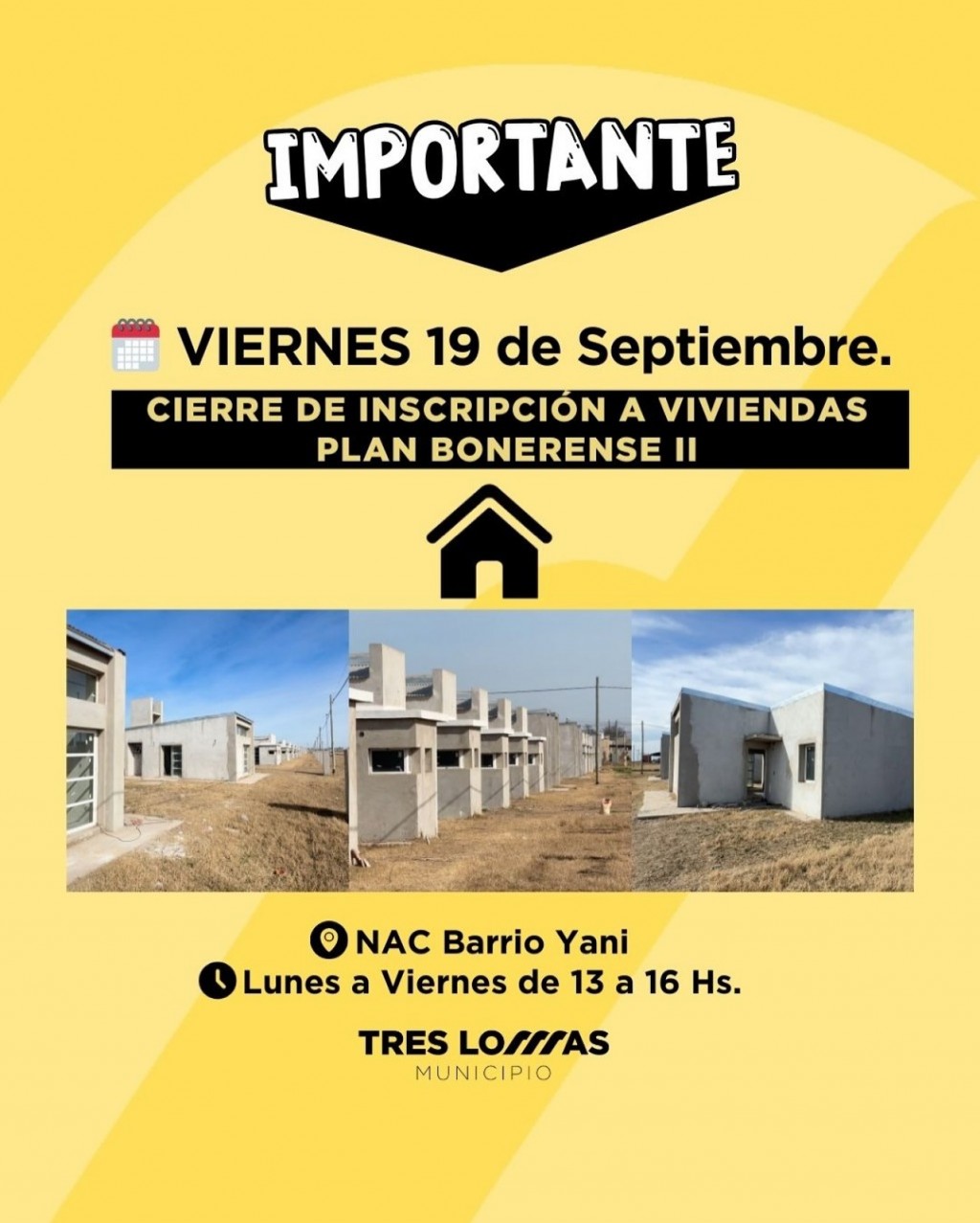 EL VIERNES FINALIZA LA INSCRIPCIÓN DE LAS 12 VIVIENDAS DEL PLAN BONAERENSE II