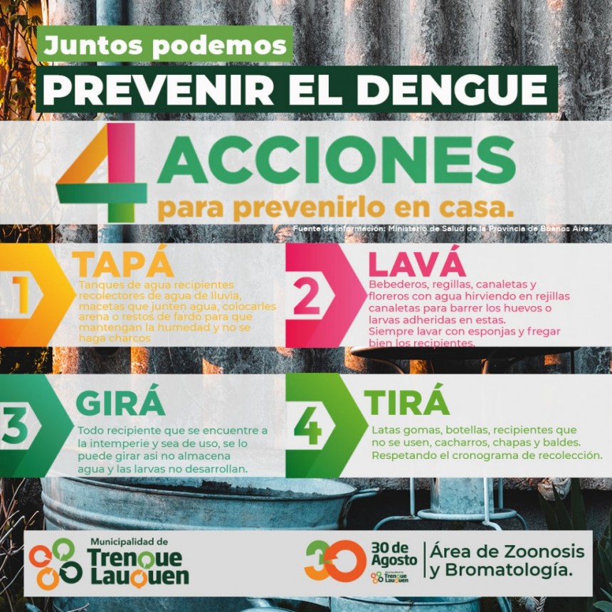 CUATRO ACCIONES PARA PREVENIR JUNTOS EL DENGUE