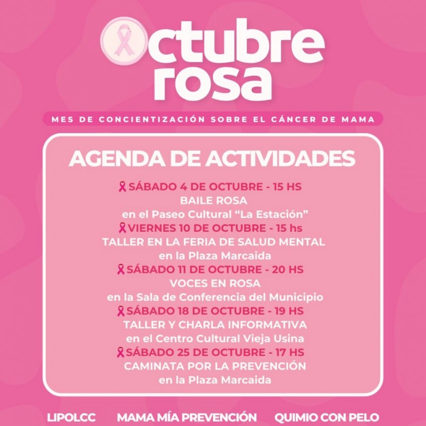 AGENDA DE ACTIVIDADES POR EL MES DE CONCIENTIZACIÓN SOBRE EL CÁNCER DE MAMA