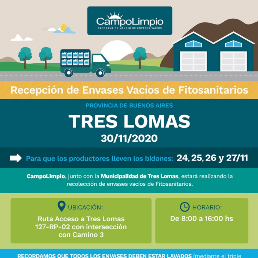 SE LLEVARÁ ADELANTE UNA RECEPCIÓN DE ENVASES VACÍOS DE FITOSANITARIOS