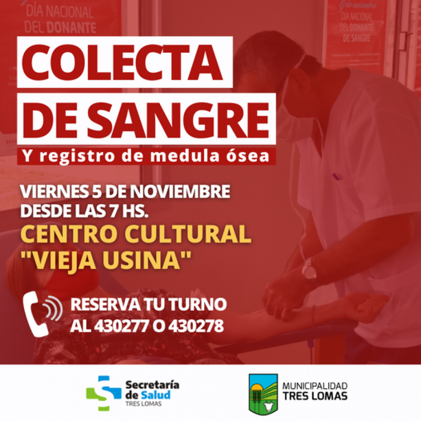 EL VIERNES 5 SE REALIZARA UNA NUEVA COLECTA DE SANGRE