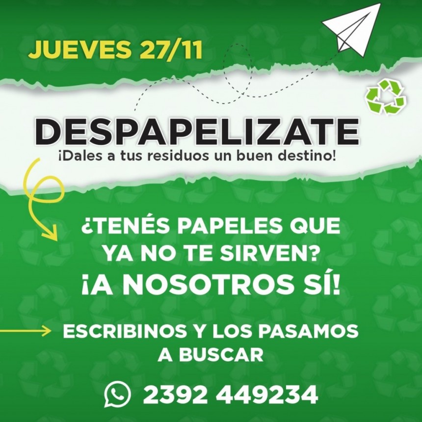 “DESPAPELIZATE” Y COLABORÁ CON EL AMBIENTE