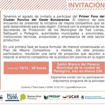 SE REALIZA EL PRIMER FORO DEL CLUSTER PORCINO EN PELLEGRINI