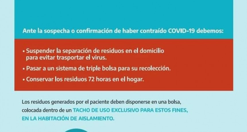 REITERAMOS INFORMACIÓN IMPORTANTE CON LA ROTULACIÓN DE RESIDUOS EN PANDEMIA