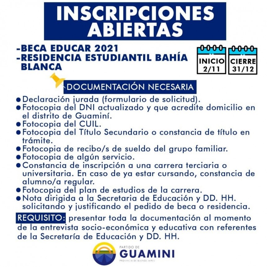 SE EXTIENDE EL PERÍODO PARA PRESENTAR DOCUMENTACIÓN DE RESIDENCIA ESTUDIANTIL Y BECA 