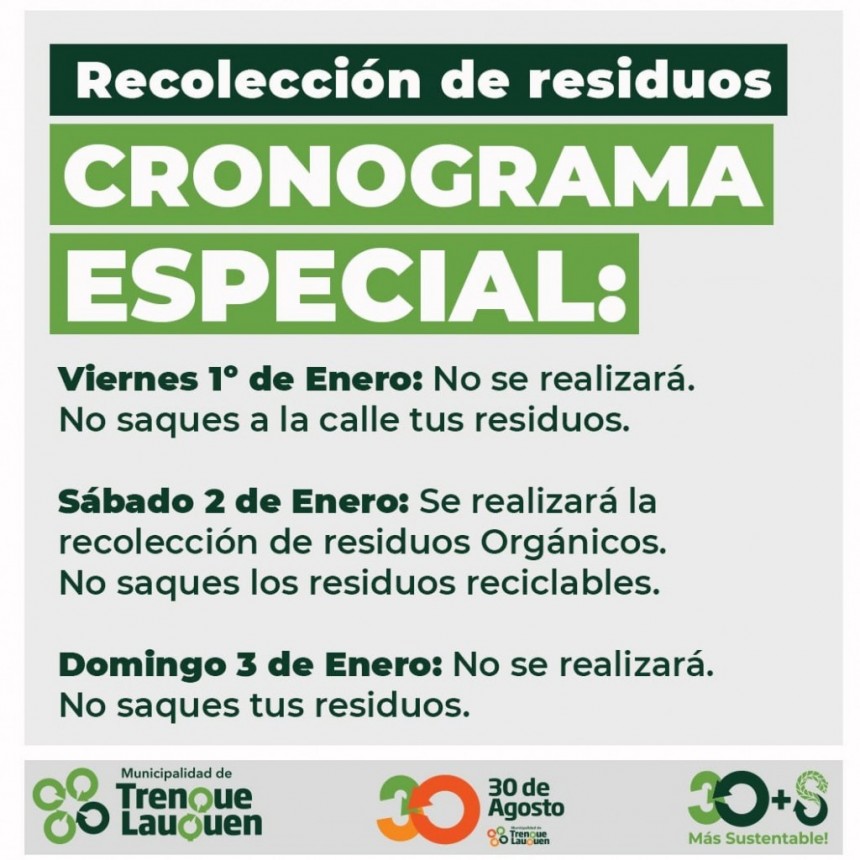 RECOLECCIÓN DE RESIDUOS - CRONOGRAMA